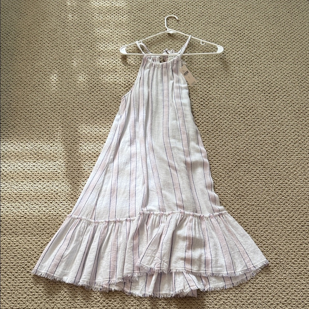 Cloth & Stone White, Pink and Purple  Striped Midi Dress from Anthropologie